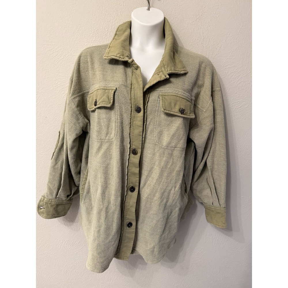 Free People Ruby Jacket Shacket Green Size M Pockets Button Up
